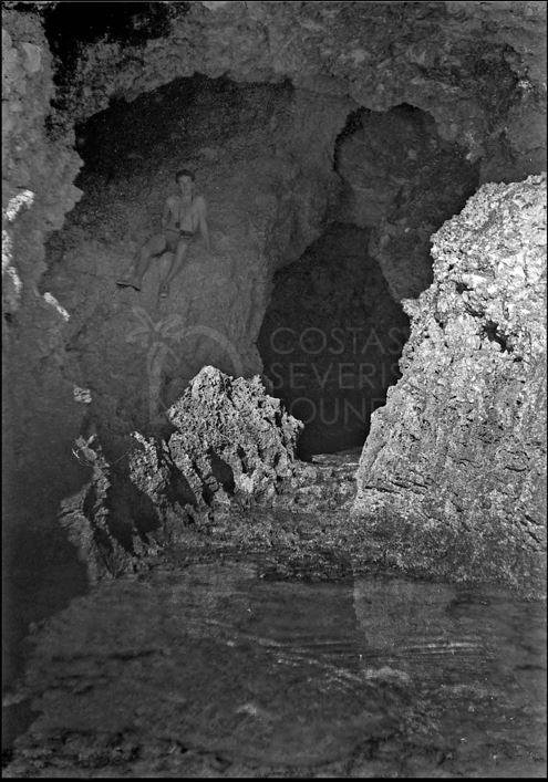 This is looking into one of the caves at Agia Napa. Mike can just be seen in the cave on the left-pht_RC_158