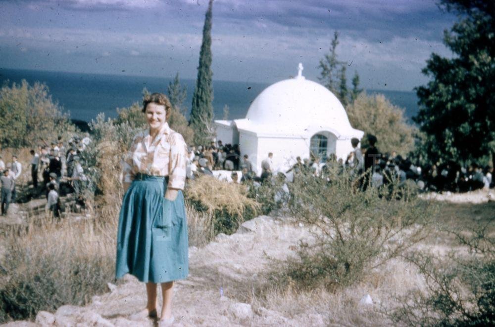 Taylor Belcher with Lola Sheridan in front of a chapel-pht_TEB_0185